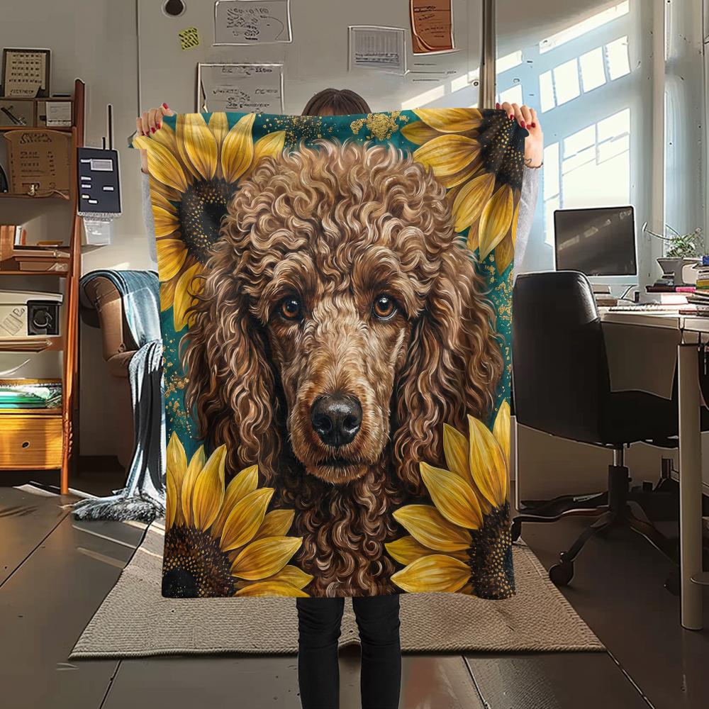 Sunflowers and puppies Print Flannel Blanket,High quality Comfortable for All Seasons,Home Decor,Warmth and Comfort,Perfect for Christmas Gifts