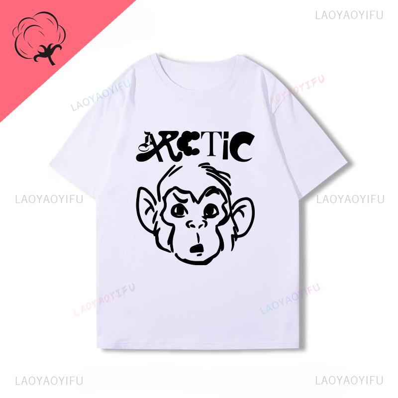 Футболка Arctic Monkeys Двусторонний принт Футболка С круглым вырезом Повседневная Уличная одежда Универсальная Альтернативный рок Готика Y2k Одежда
