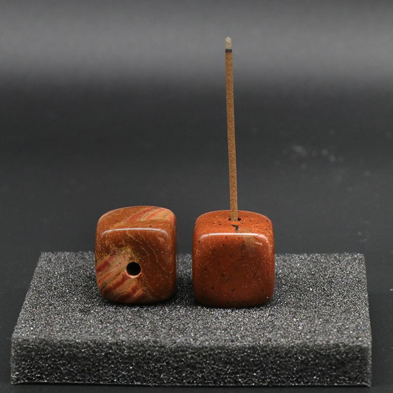 Square Natural Gemstone Incense Burners Agates Crystal Rose Quartz Amethyst Incense Holder Base Aromatherapy Healing Decoration