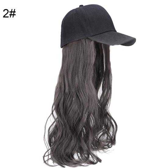 Yousheng Creative Women 2 в 1 Длинный прямой парик из вьющихся волос с бейсбольной кепкой