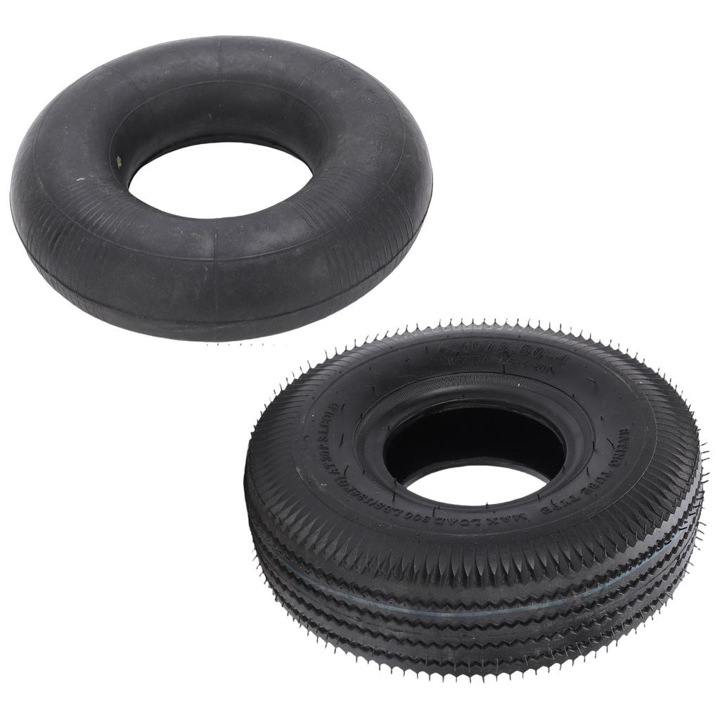 4.10 3.50 4 Tire and Inner Tube with Bent Valve for Lawn Mowers Garden Rototiller Snow Blower Hand Truck Wheelbarrow