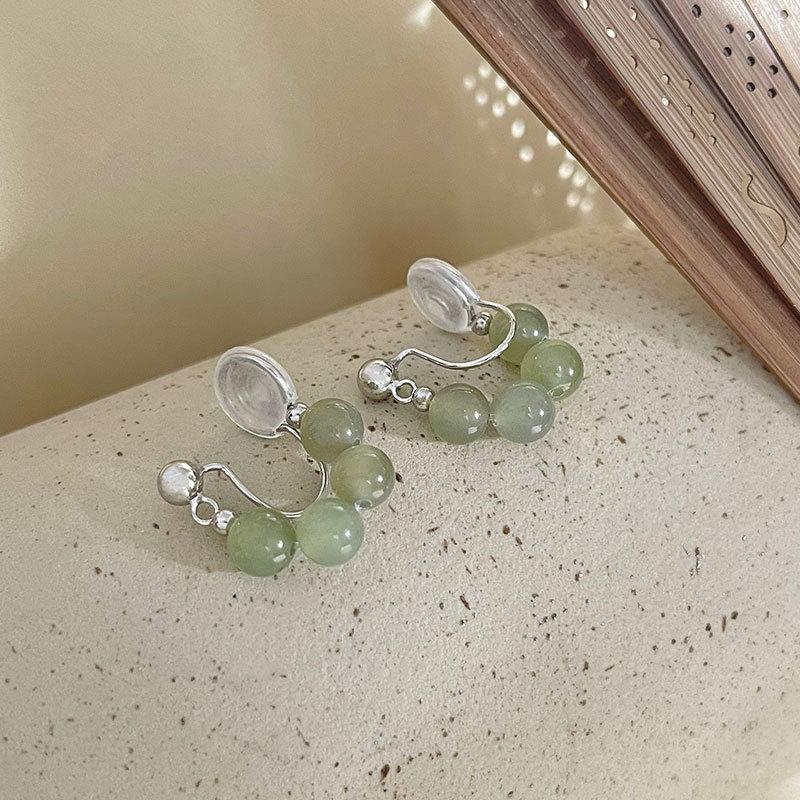 New Chinese-style Hanfu Earrings for Women Hetian Jade Ear Clips Elegant Style Niche Design Earrings