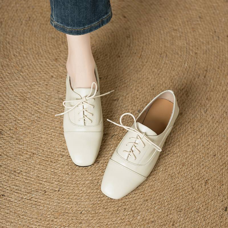 Туфли Krazing Pot из коровьей кожи с квадратным носком, размер 43, толстые низкие каблуки, модные офисные женские туфли с глубоким носком, осенние туфли-лодочки