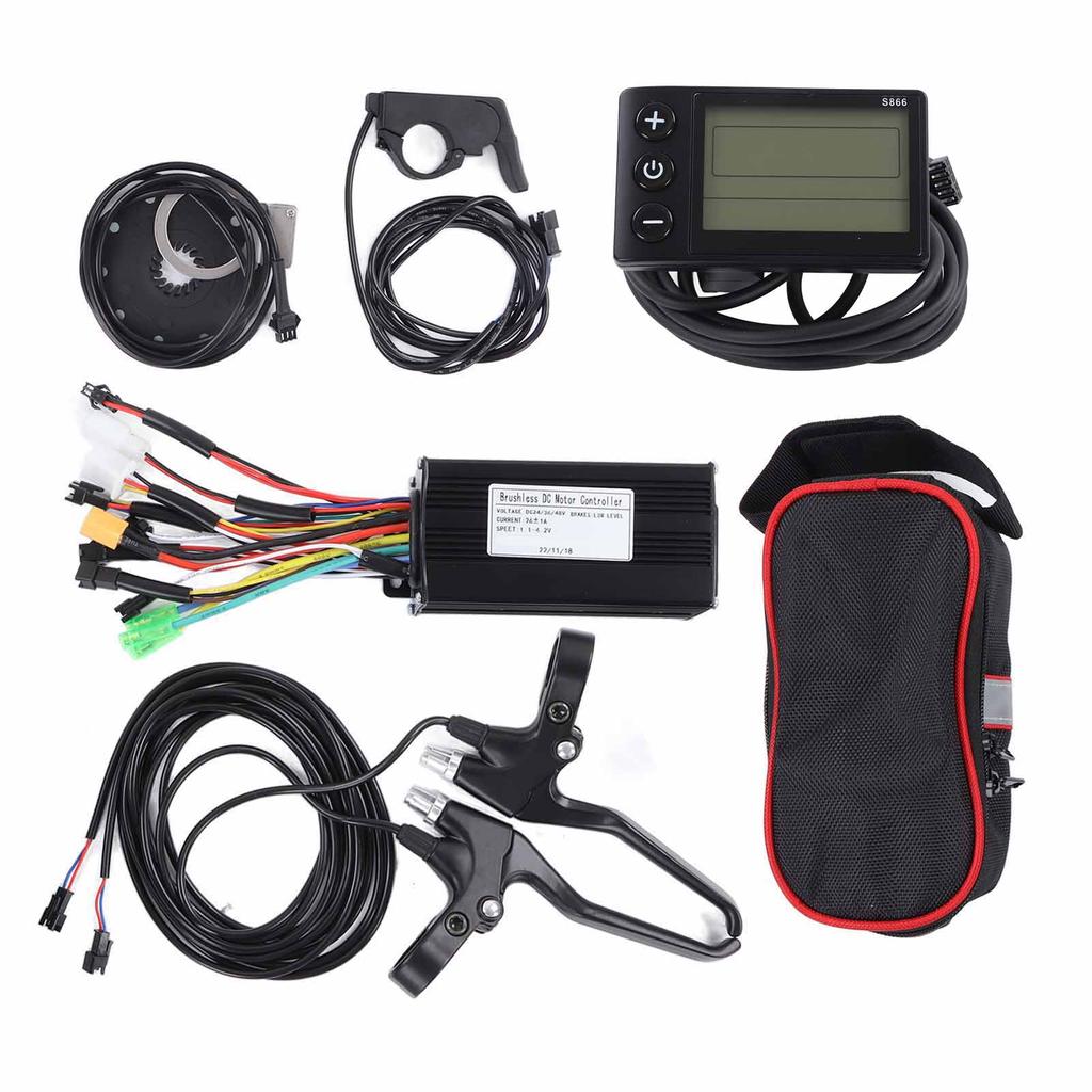 Electric Bicycle Conversion Kit 26A 3 Mode Controller S866 Panel Thumb Throttle and Brake Handle for 500W to 750W Motor