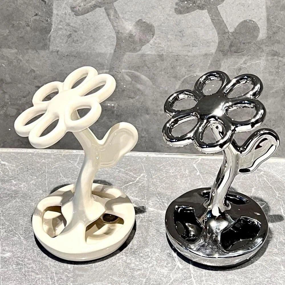 Керамический держатель для зубных щеток в форме цветка, 6 слотов, Держатель для хранения в ванной, Влагостойкий, Роскошный стеллаж для зубных щеток, Принадлежности для ванной