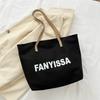 Canvas Bag Women's One Shoulder Large Capacity Letter Print Casual Tote Bag Students Simple Outing Tote Bag