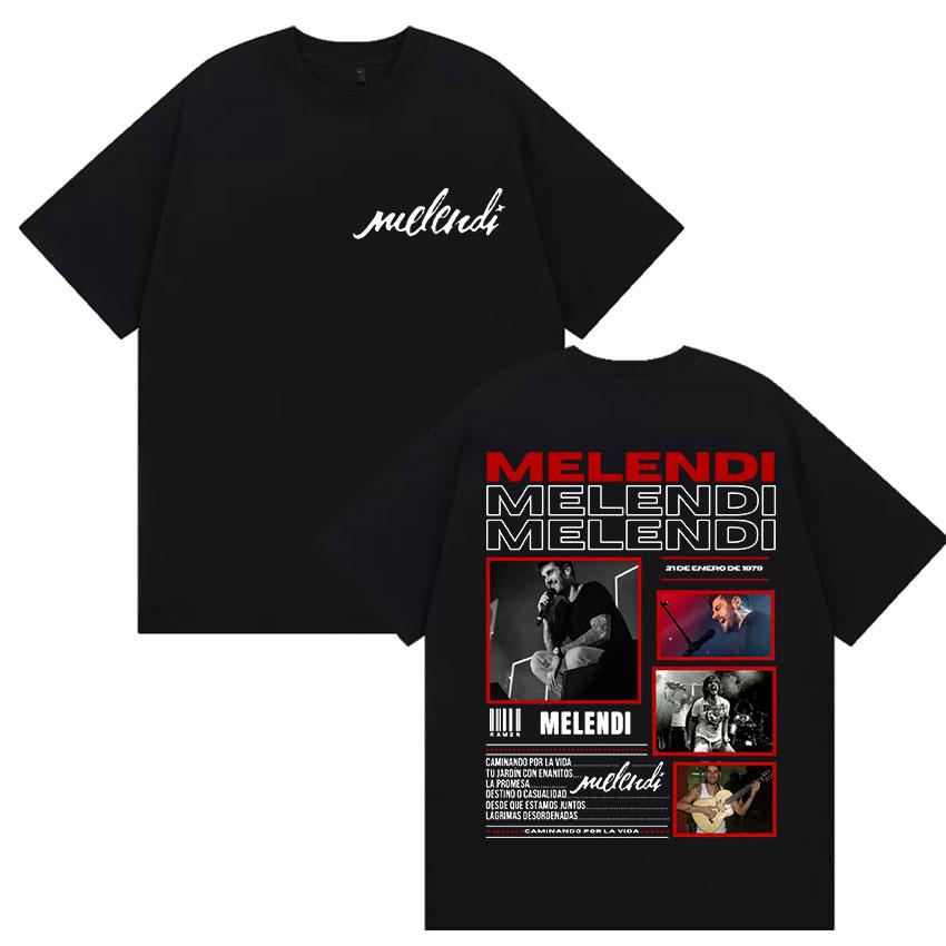 Rapper Melendi Tour 2025 Album Merch T Shirts Women Vintage Gothic Oversized Cotton Tshirt Y2k Man Hip Hop Punk Tees Streetwear