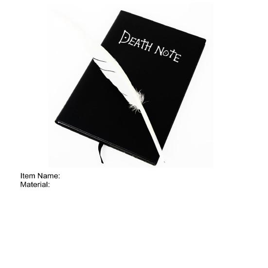 Notebook with Feather Quill Pen Japanese Cartoon Comics Anime Death Note Book
