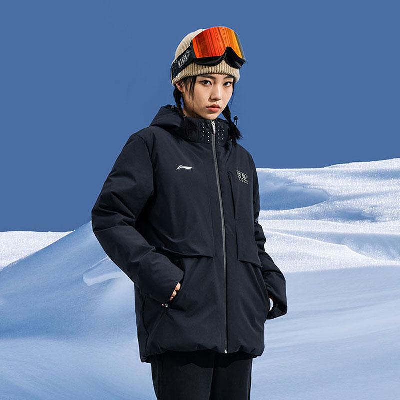 Теплая и удобная куртка для настольного тенниса Li Ning с капюшоном и молнией, простая модная верхняя одежда унисекс, черный цвет AYMU281