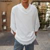 Men's Batwing 3/4 Sleeve V Neck Semi-Sheer Casual Baggy Loose T-Shirts Tops
