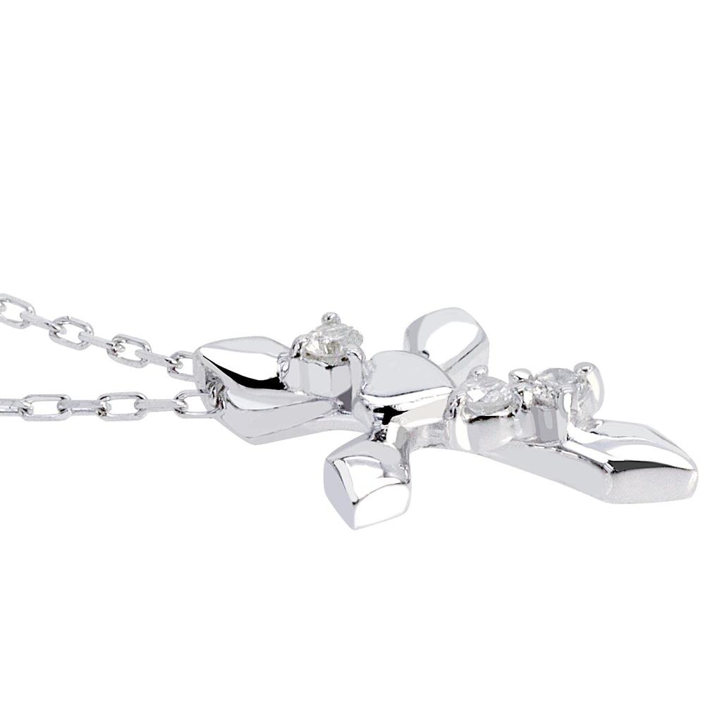 Ожерелье Крест Сердце K10 Белое Золото WG Бриллиант [Sears] Женское 0.02ct sp51-0006-wg