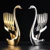 304 Stainless Steel Swan Base Fruit and Dessert Fork with Coffee Spoon Set