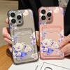 Ударопрочный прозрачный чехол с карманом для карт и цветочным узором для iPhone 16 15 Pro 14 13 Pro Max 12 11 Мягкий силиконовый тонкий защитный чехол для объектива от падения