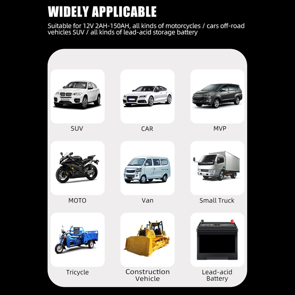 Battery Charger, 12V Intelligent Automatic Battery Charger with Large Digital Display Screen,
