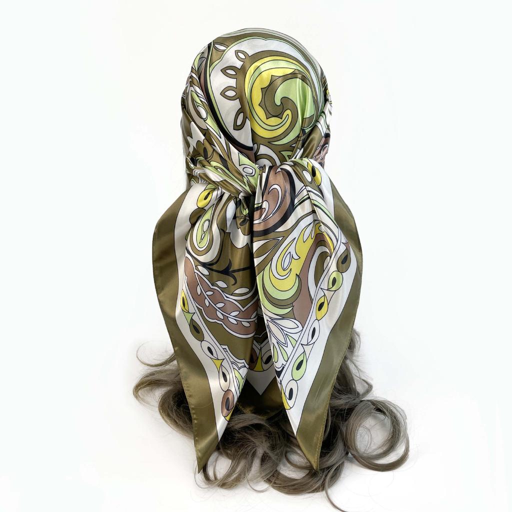 Ladies Silk Scarf Large Square Scarf 90cm Cashew Printed Headband New Silk Satin Shawl Scarf