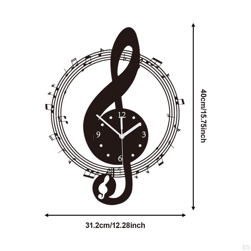 Music Note Wall Clock Hanging Home Decor. Decoration. Acrylic Ornament for Bathroom,