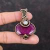 Граненый Кашмирский Рубиновый Кулон Медная Проволока Обернутый Кулон Ювелирные Изделия Ручной Работы Радужный Лунный Камень Кулон Драгоценный Камень Медь Ювелирные Изделия Подарок Для Друга