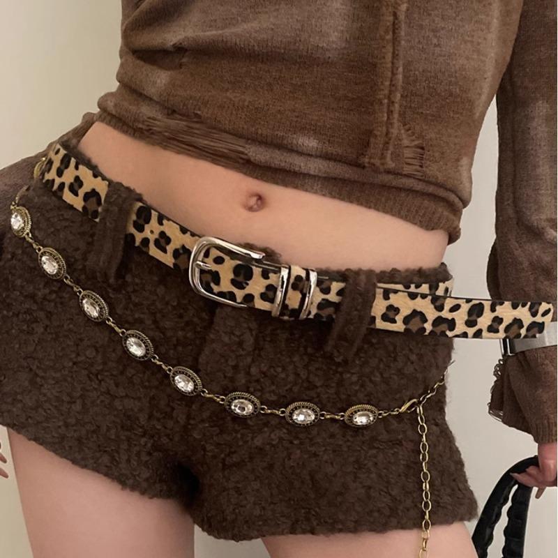 Fashion Leopard Print Snake Skin Versatile Belts for Women Adjustable Buckle Belt Soft PU Leather Belts Casual Jeans Decoration