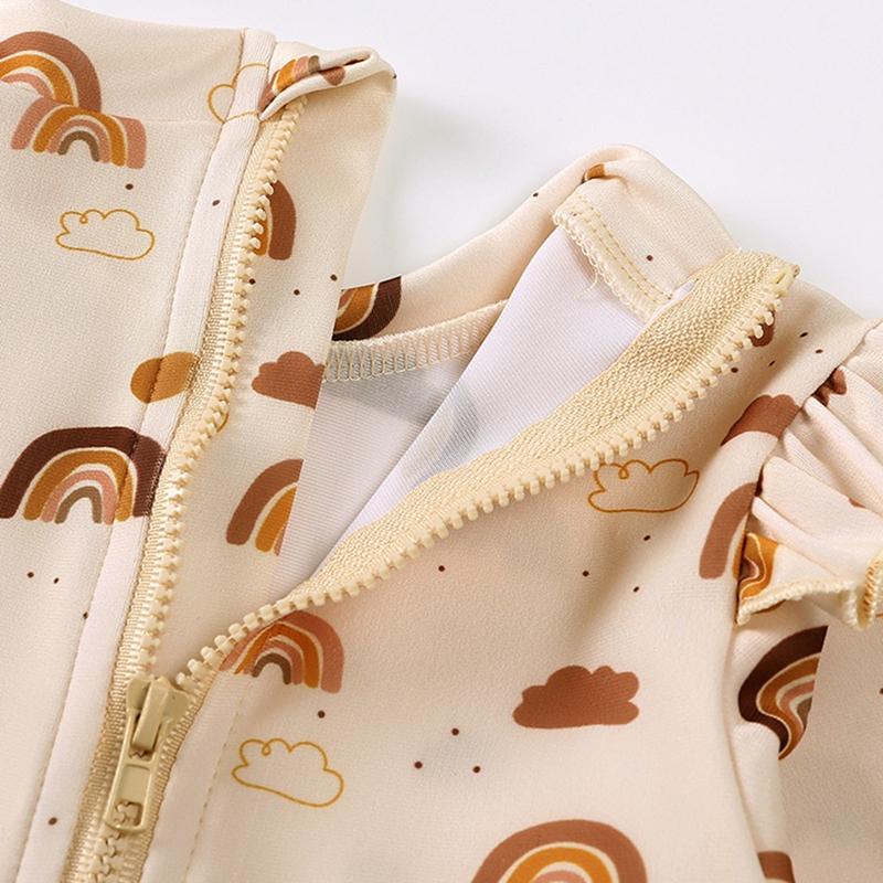 Детский купальник с принтом для девочек, быстросохнущий комбинезон с длинными рукавами, цельный купальник со шляпой