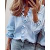 Women's Casual Loose Long Sleeve Ruffle Ladies Shirt Plus Size Tops