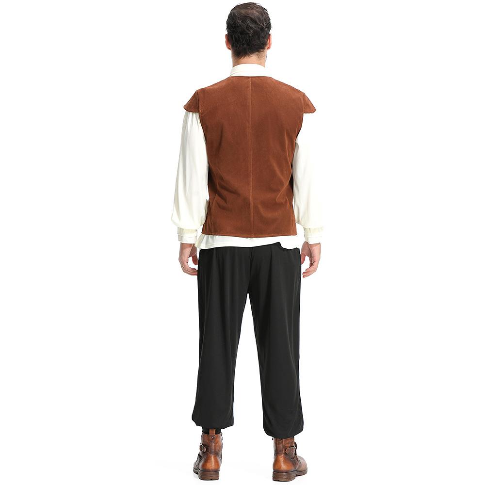 Взрослый Мужской Вампир Ренессанс Пират Рыцарь Жилет Футболка Брюки Комплект Хэллоуин Косплей Костюмы Наряд для Ролевых Игр