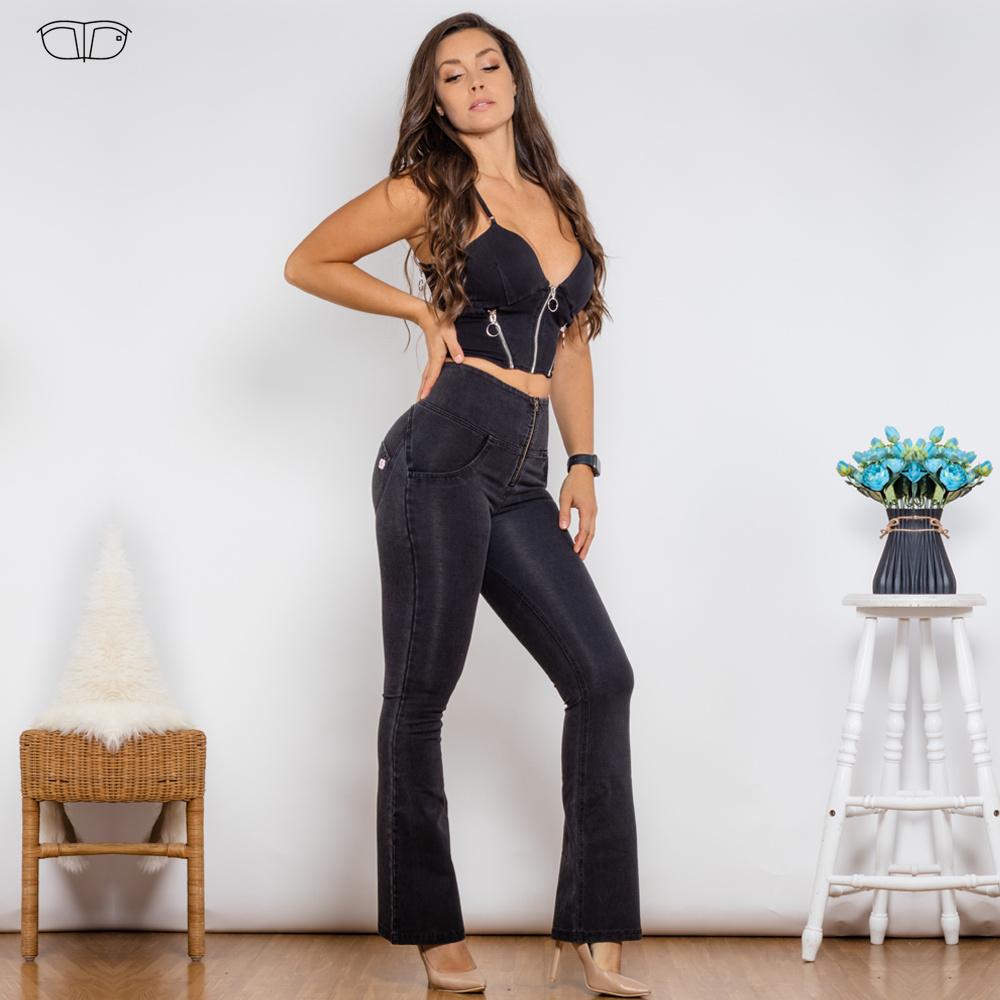 Shascullfites Shaper Set Bodysuit Push Up Top Black Jeans Zipper Crop Top High Waist Flare Jeans Two Piece Sets Womens Outifits