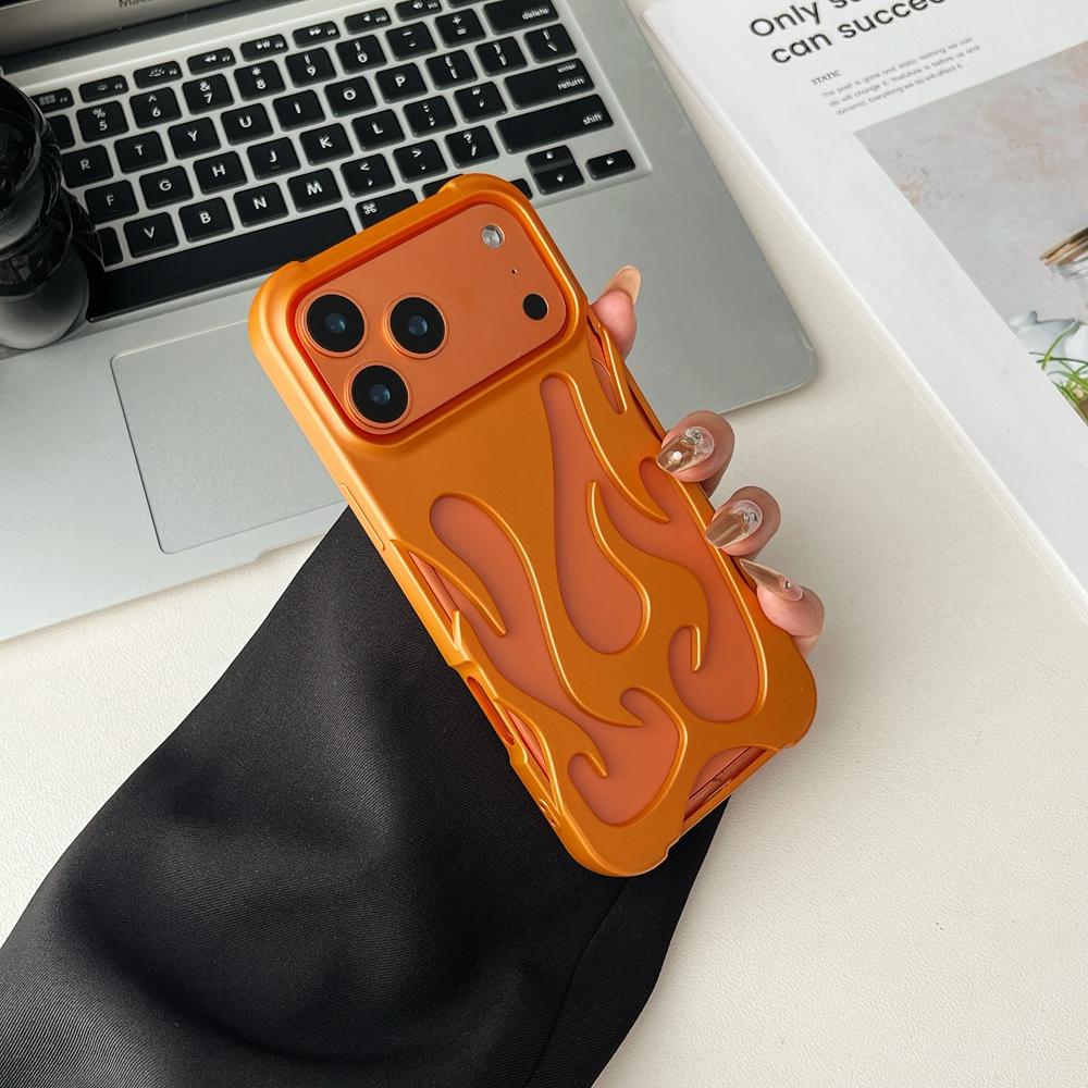 3D Чехол для телефона с полым узором в виде пламени для iPhone 17 Air 16 15 14 13 12 11 Pro Max Plus Тонкий Ударопрочный Задняя крышка Модный Мягкий ТПУ