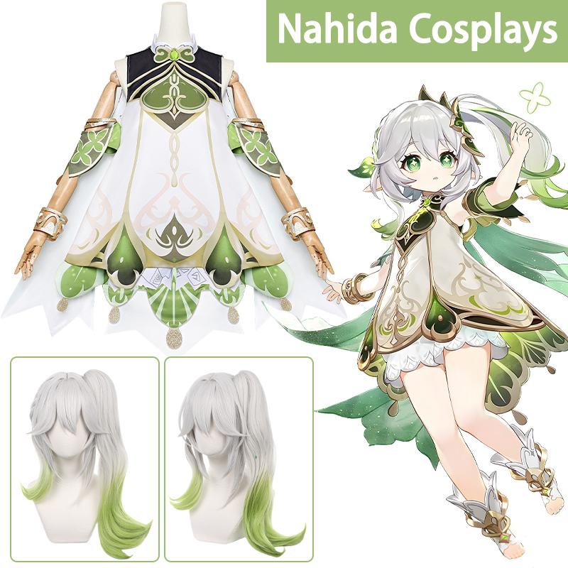 Nahida Косплей Аниме Impact Lesser Lord Kusanali Nahida Косплей Костюм Униформа Платья Плащ Парик Хэллоуин