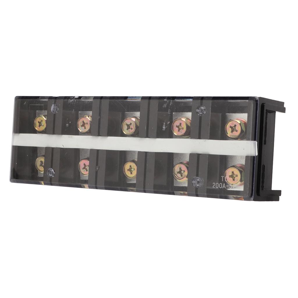 Terminal Strip Dual Row High Current Screw Terminal Block with PC Cover for Lighting Power Distribution 200A 600V 5