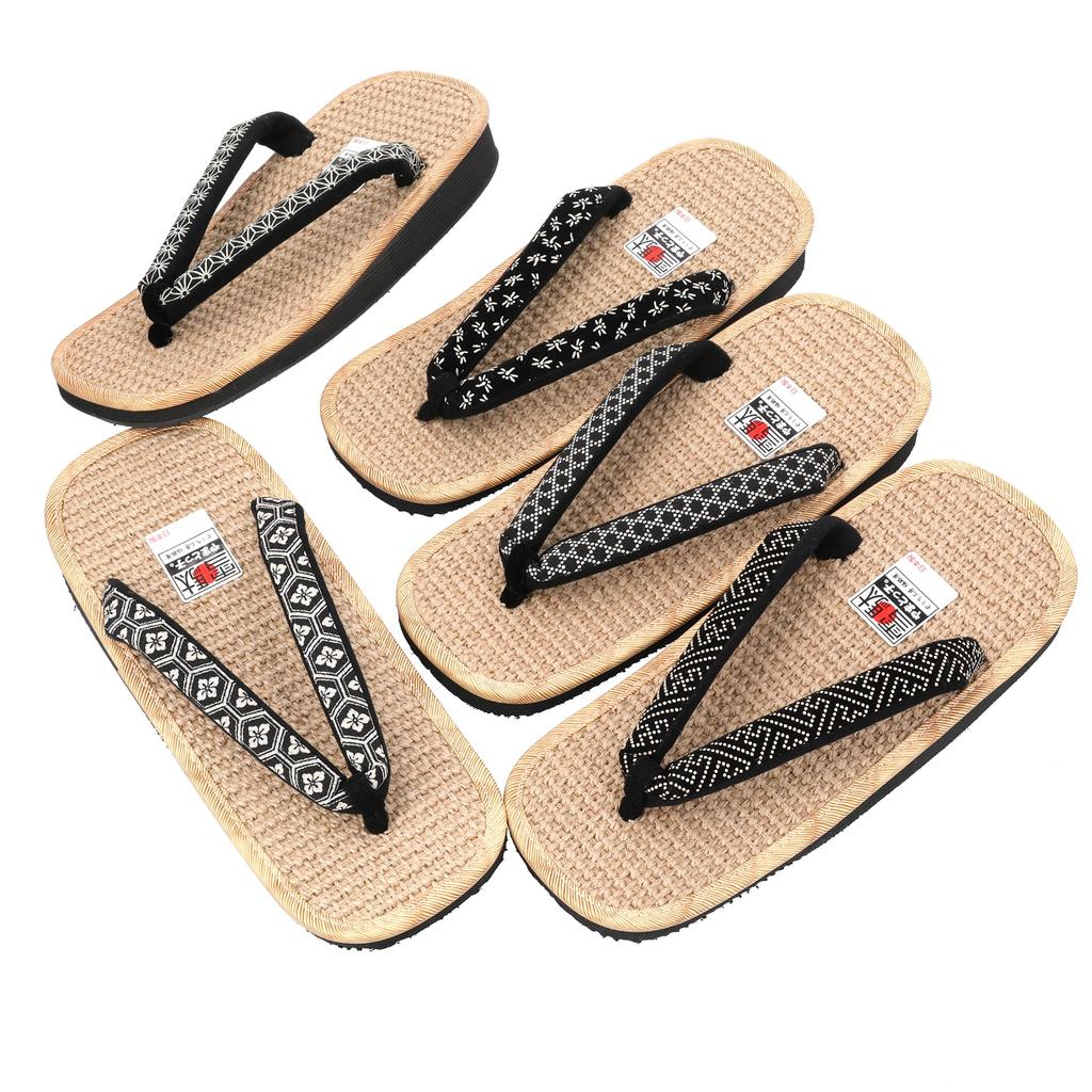 Yamatokko Geta Black Patterned Sandals with Insoles Your That Match with Traditional Japanese and Casual Zori Sandals with Tatami and Made In Japan