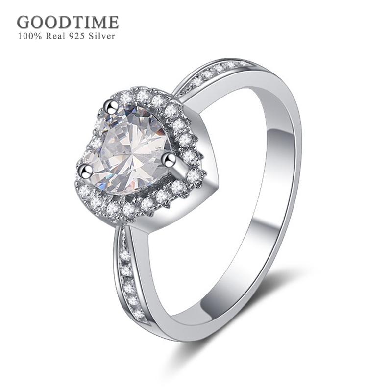 Fashion Women Jewelry Sets For Party Pure 925 Silver Bridal Love Heart Zircon Necklace Earrings Ring Set Accessories