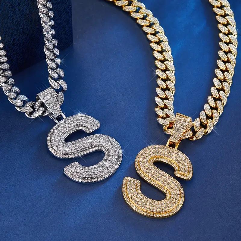 European American Trendy Hip-Hop Cuban Necklace Customizable Best Selling Alloy Rhinestone Female Pendant Fashion Necklaces