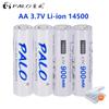 PALO 14500 900mAh 3.7V Li-ion Rechargeable Batteries AA Battery Lithium Cell for Led Flashlight Headlamps Torch Mouse