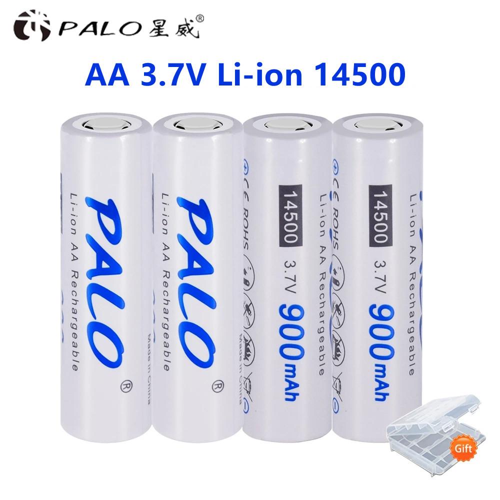 PALO 14500 900 мАч 3,7 В литий-ионные аккумуляторные батареи Литиевая батарея типа АА для светодиодных фонариков, налобных фонарей, мыши