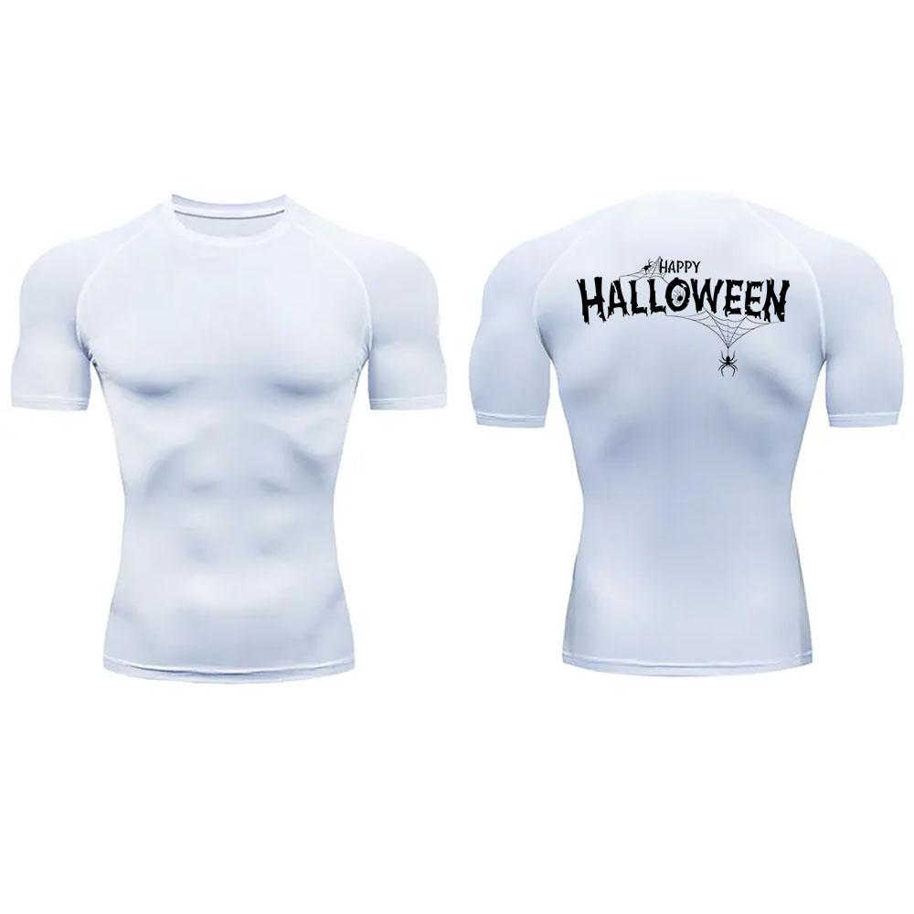 2024 Мужская компрессионная рубашка, футболка с праздничным принтом, быстросохнущая, дышащая, с коротким рукавом, для занятий спортом на открытом воздухе, для бега, S-3XL