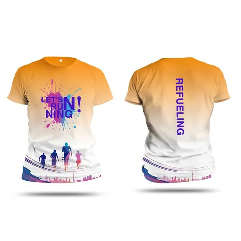 Мужская футболка для фитнеса и бега на открытом воздухе, спортивные футболки, новые летние повседневные женские топы с короткими рукавами, модные топы в стиле Харадзюку с 3D-градиентом