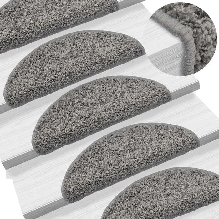 VidaXL Stair Treads 15 Pieces 56 X 17 X 3 Cm Grey Semicircular 133892