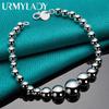 925 Sterling Silver Smooth Bead Ball Bracelet For Women Fashion Wedding Engagement Jewelry