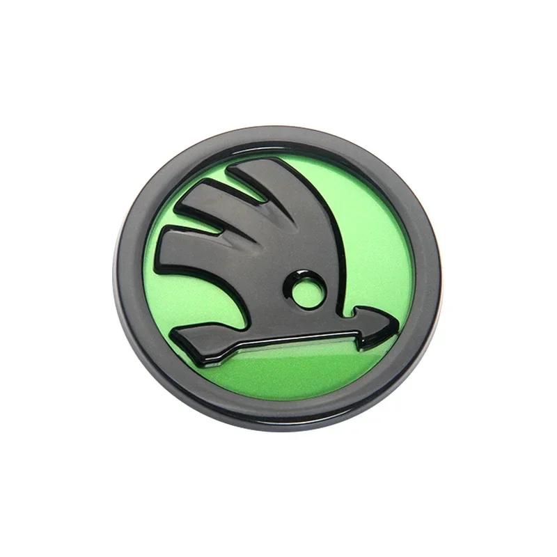ZDVK6 2pcs 80mm/90mm 3D Car Emblem Badge Hood Front Rear Trunk Logo For Skoda Fabia 1 2 Octavia a7 RS Superb Rapid Yeti Karoq Vision