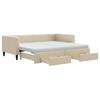 Extendable Daybed with Drawers Cream 90x200 cm Fabric