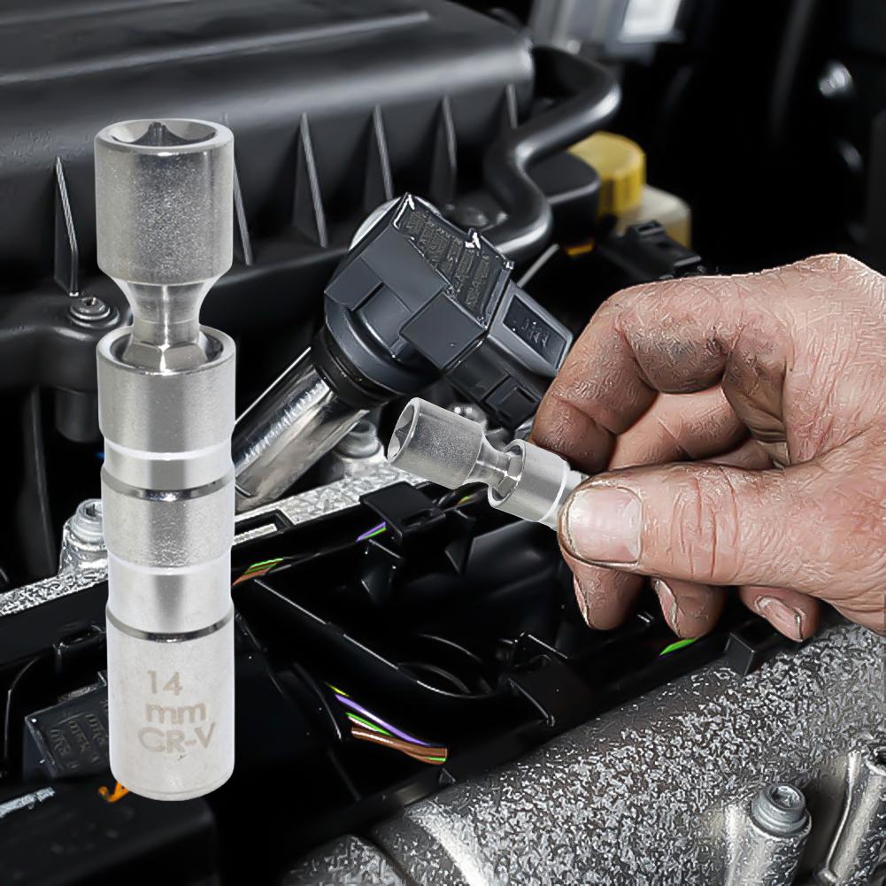 14mm 16mm Universal Joint with Magnetic Flexible Socket 12-Point 3/8inch Drive Swivel Socket Removal Tool Spark Plug Spanner