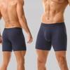 Мужские дышащие и удобные хлопковые боксеры большого размера, антибактериальные трусы средней посадки однотонной расцветки