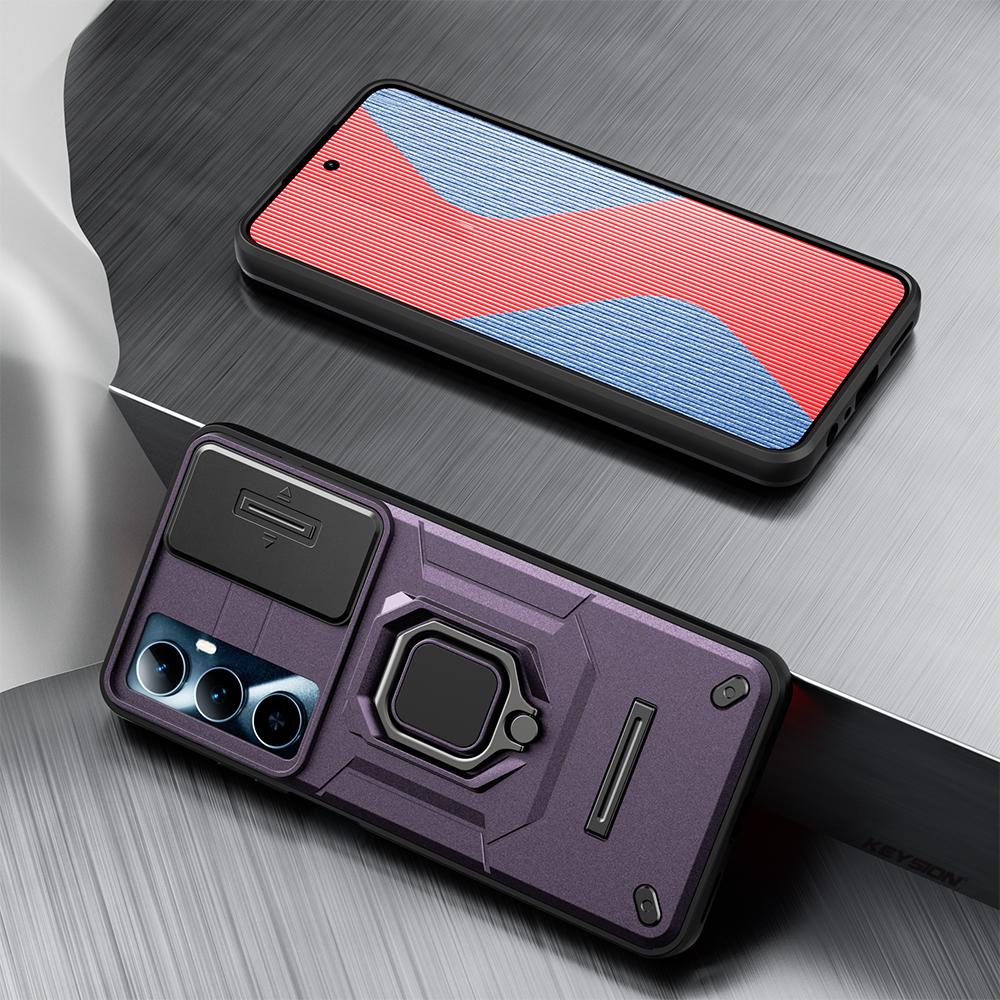 KEYSION Противоударный чехол для Realme C65 4G, слайдер, защитное кольцо для объектива камеры, задняя крышка телефона для OPPO Realme C65