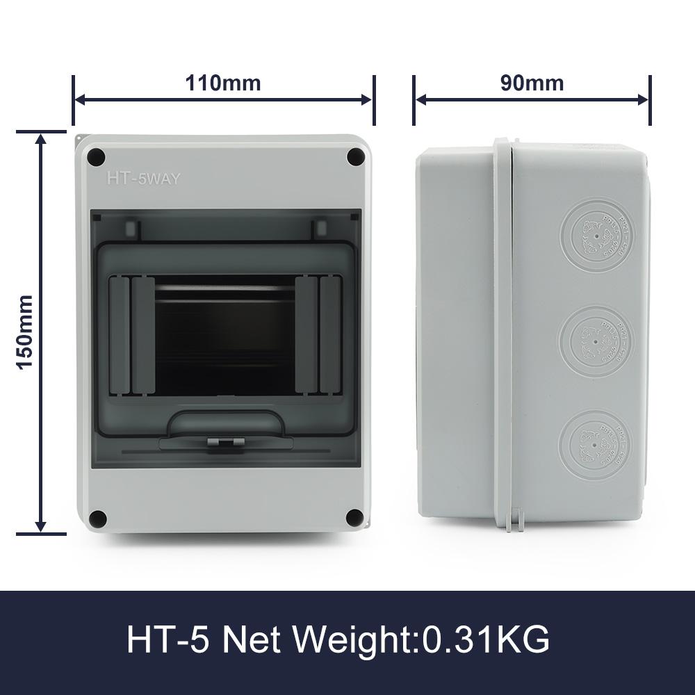 IP65 Waterproof Distribution Box HT-5/8/12/15/18/24 Way ABS Plastic Material Transparent Visual Window Wall-mounted Outdoor Use