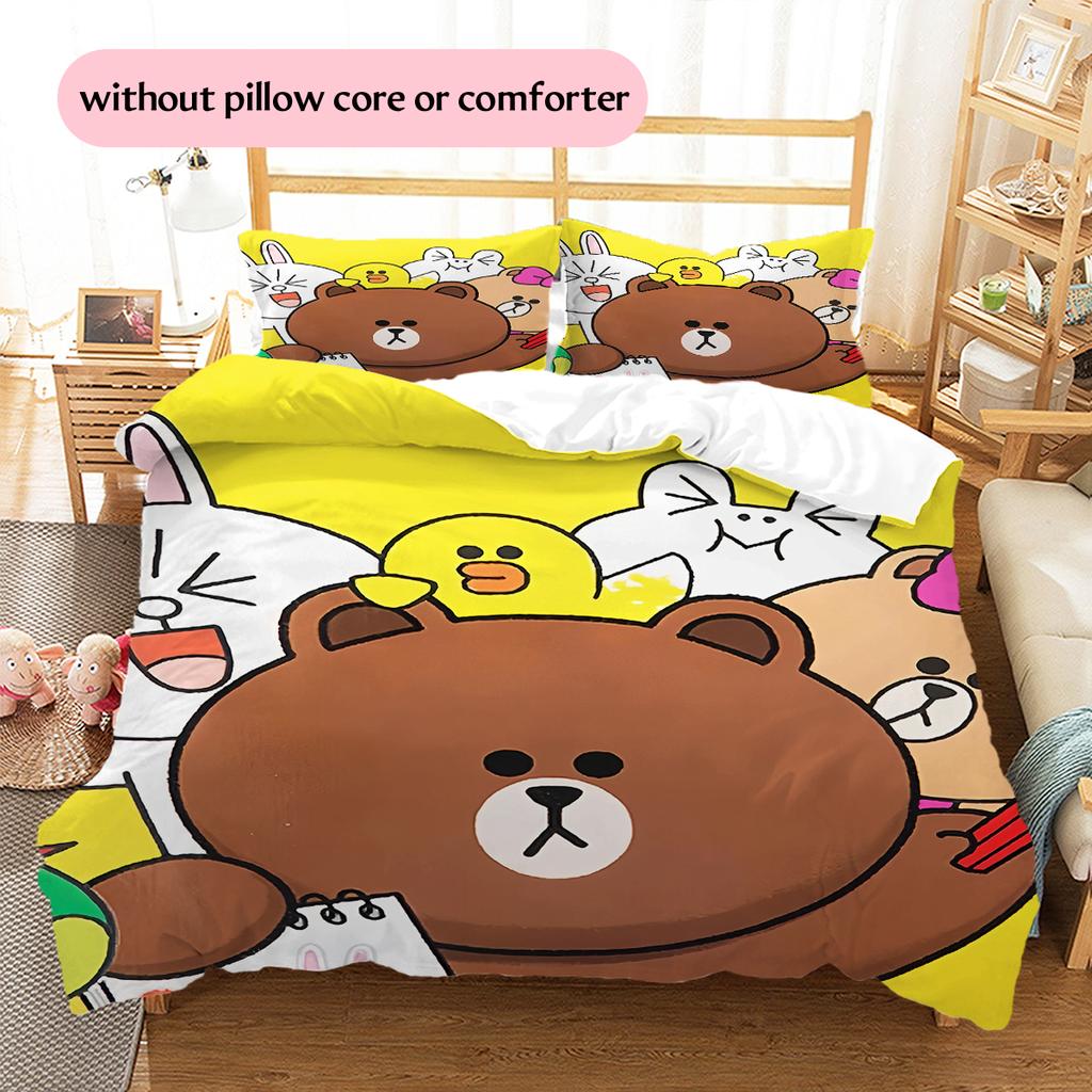 Игровой комплект постельного белья LINE FRIENDS Пододеяльник Наволочка Без наполнителя, Мягкий Декор для Домашней Спальни, Идеальный Подарок для Фанатов.chl