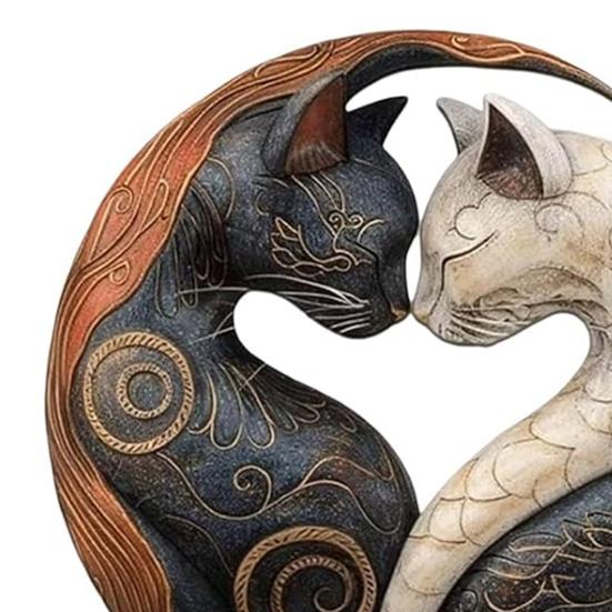 1/2 шт. Черно-белая фигурка кошки в китайском стиле, искусство инь-янь, статуэтка кошки, полимерная скульптура, украшение для дома, офиса, настольное украшение