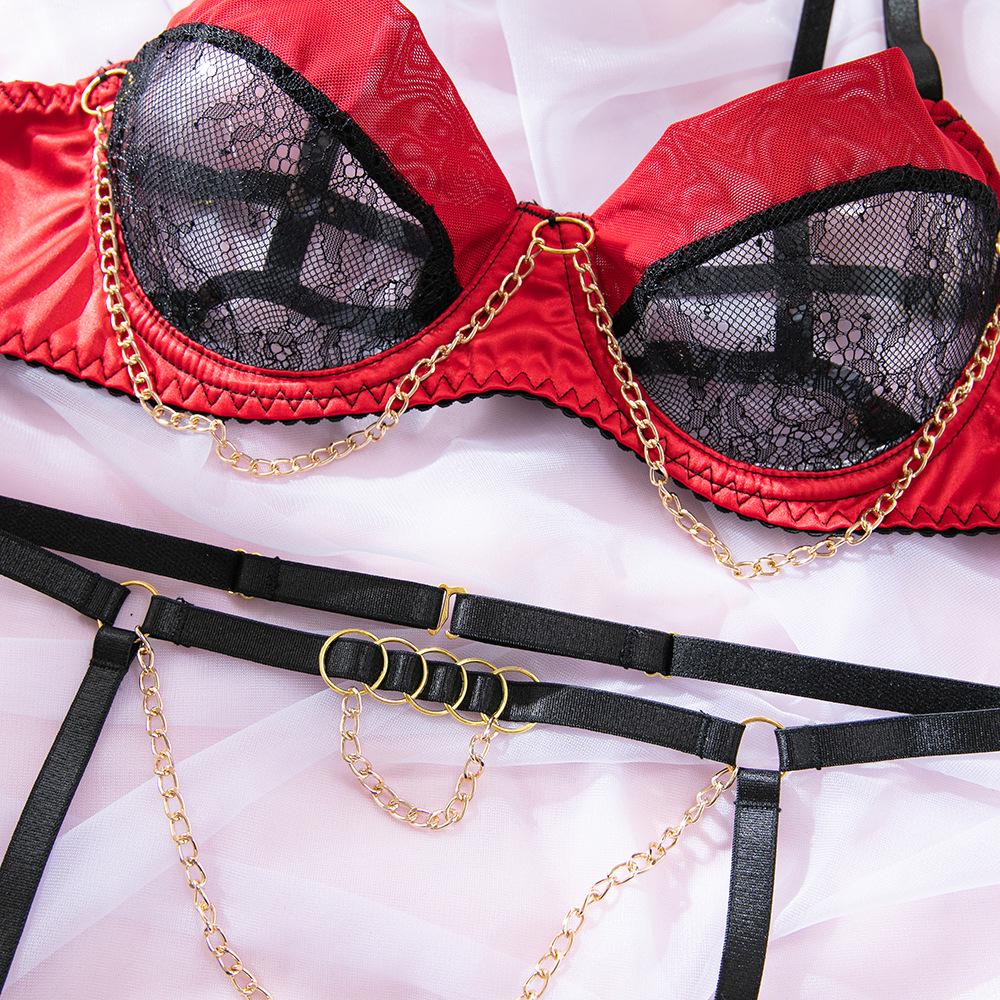 Autumn/Winter Color Block Lace Mesh Bra Set: Sexy & Stylish