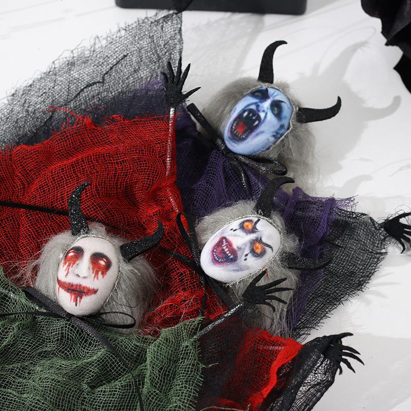 Halloween Horror Dolls Toy Pendant Evil Ghost Pendant Ornaments Haunted Houses Props for Halloween Festival Party Decor Supplies