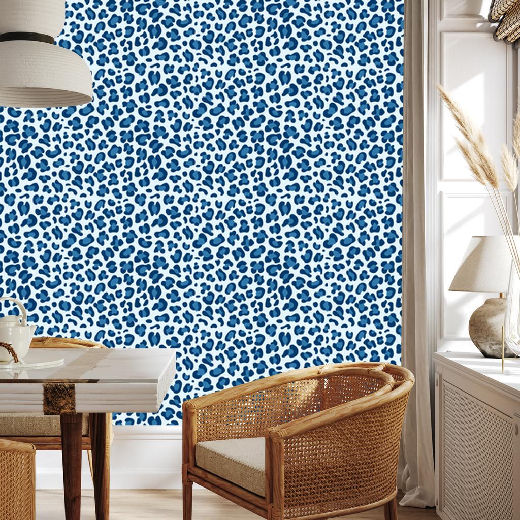 Blue Animal Skin Wallpaper, Blue and Azure, 50x1000