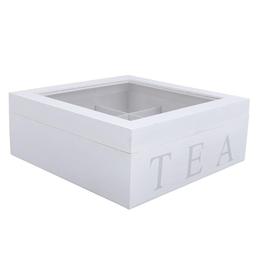 Wooden Tea Storage with Clear Acrylic Top Window 9 Compartments Eco Friendly Tea Bag Holder Multi Functional Storage Box